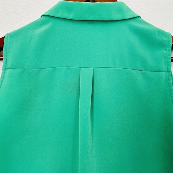 The Limited Shirt Dress Women XS Green Sleeveless Collar Preppy Classic Modest - Picture 10 of 12